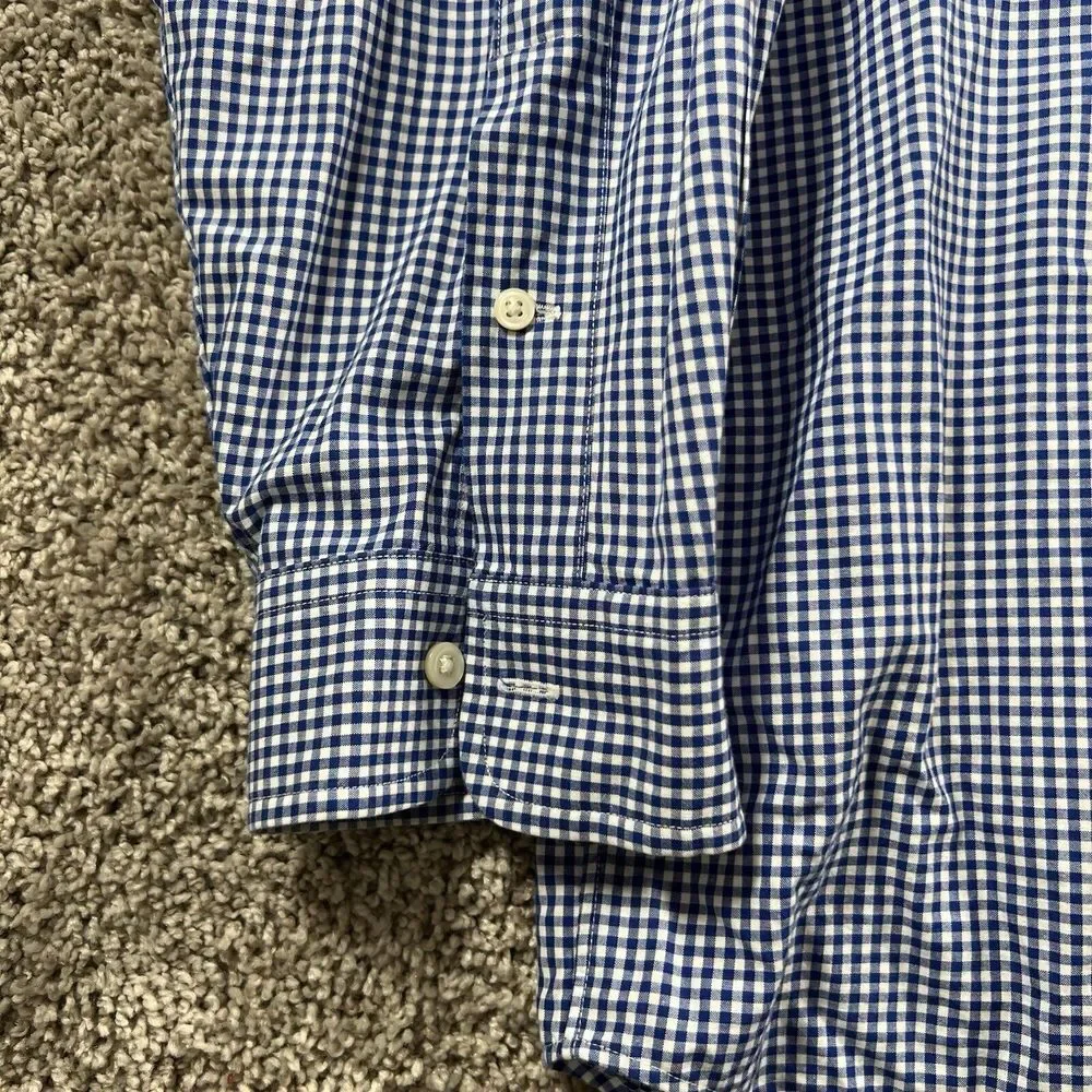 Polo Ralph Lauren Shirt Mens 3XB Blue White Check Button‎ Up Casual Classic Fit
